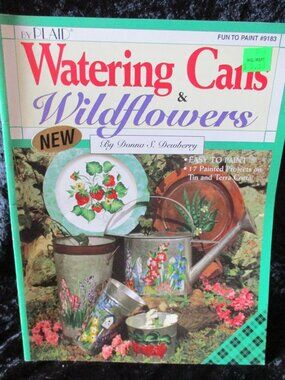 1995 Plaid Watering Cans & Wildflowers Fun To Paint Pattern Book #9183